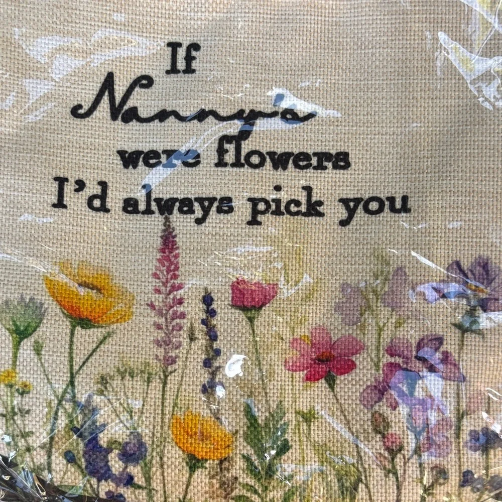 Floral Canvas Pouch with Heartfelt Message for Nanny